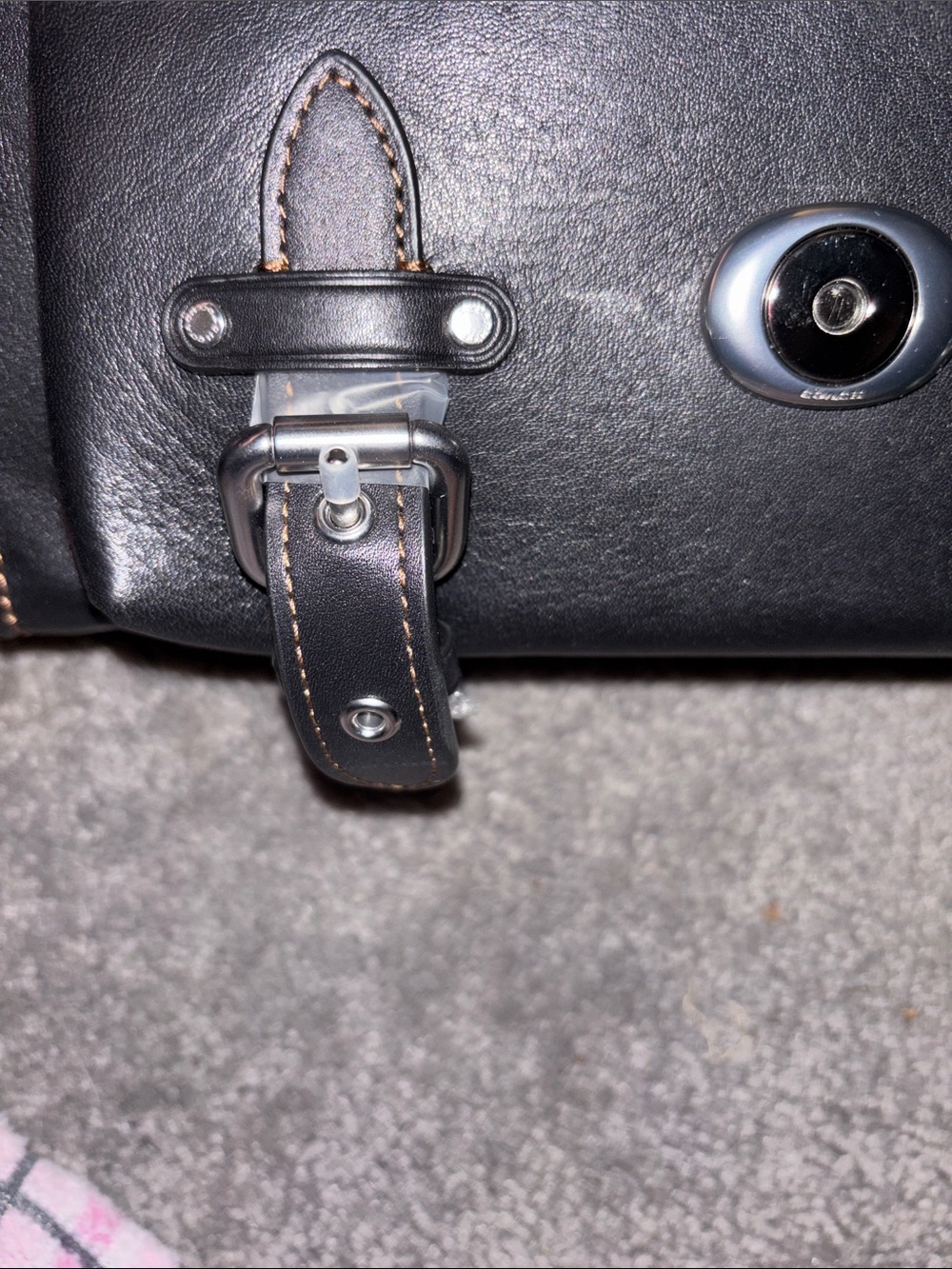 Coach Western Tabby Black Leather Crossbody with Signature C Buckle - Picture 8 of 11